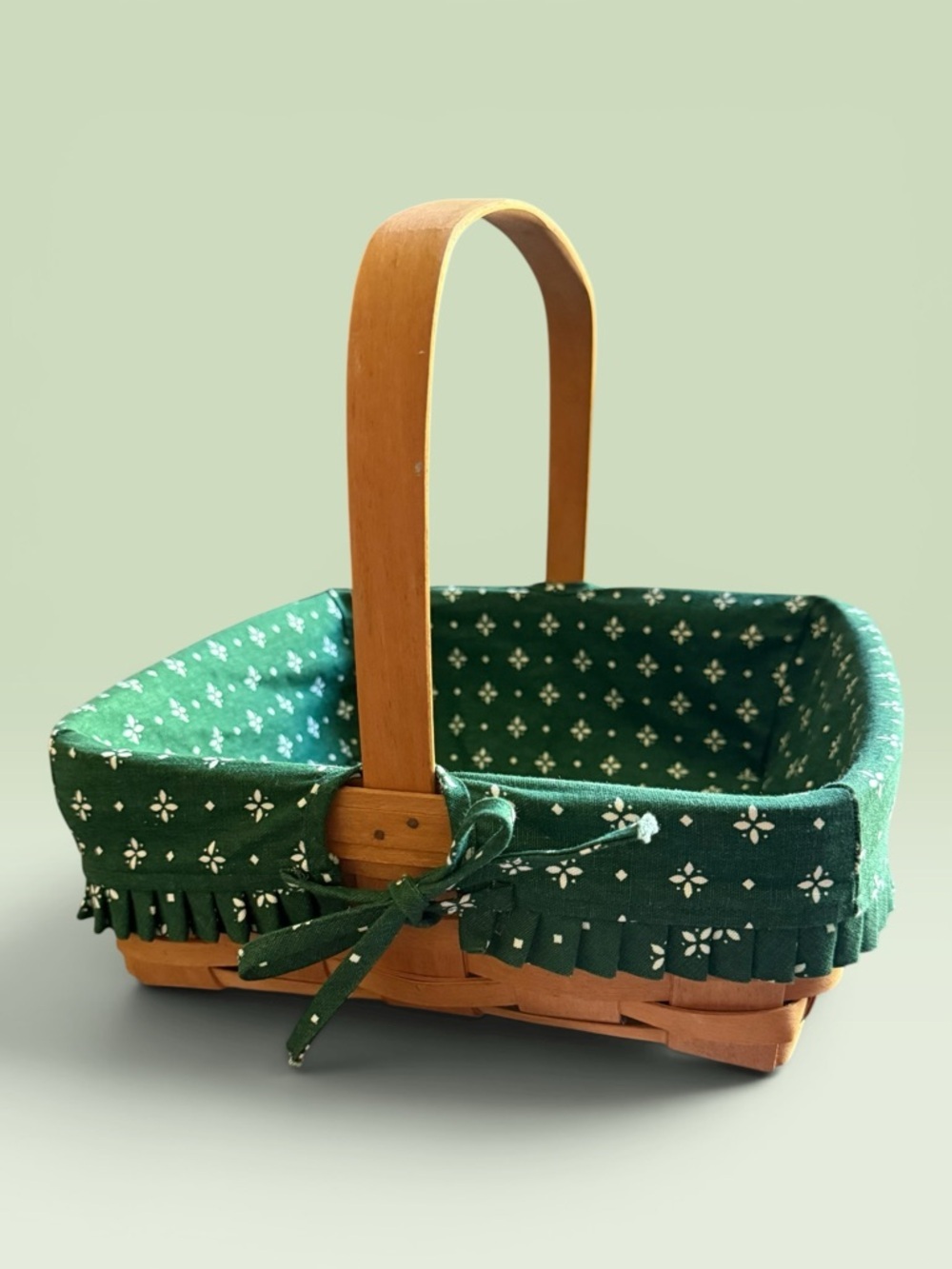 Vintage 1996 Handwoven Longaberger Square Basket & Cotton Liner